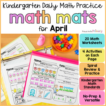 Preview of April Spring Math Worksheets Morning Work - Kindergarten Math Spiral Review