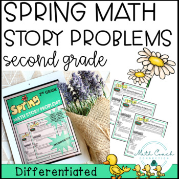 Preview of 2nd Grade Spring Math Story Problems | Second Grade Math Word Problems Spring