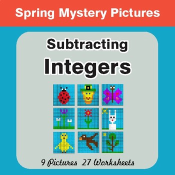 Spring Math: Subtracting Integers - Math Mystery Pictures