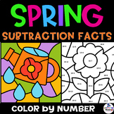Spring Math Subtraction Facts Color By Number Code March Coloring Pages Activity