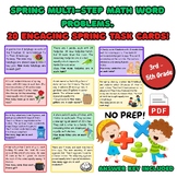 Spring Math Task Cards | 20 Multi-Step Word Problems | 3rd 4th 5th Grade