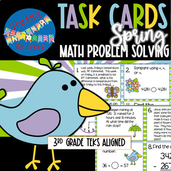 Preview of Spring Math Task Cards | Problem Solving Math Spiral Math Centers