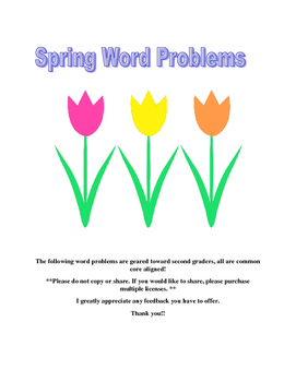Preview of Spring Math Word Problems