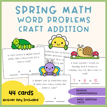 1Digit & 2Digit Task Cards Word Problems Craft Addition 1st 2nd Grade Math