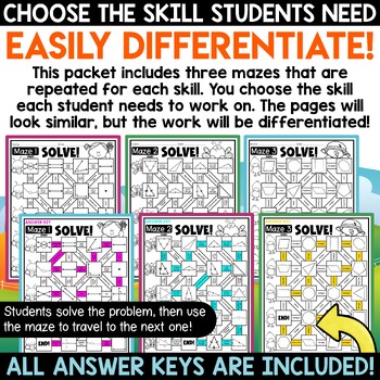 Geometry Spring Math Mazes Activities Worksheets 2D Shapes Lines Angles ...