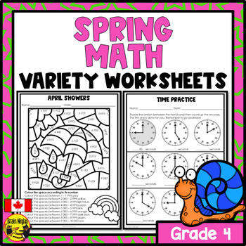 Preview of Spring Math Worksheets | Numbers to 10 000