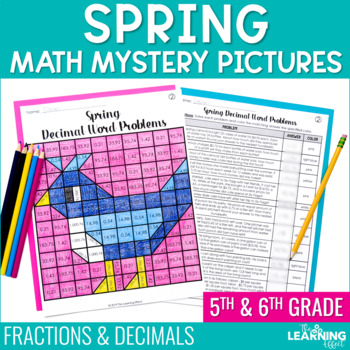 Preview of Spring Math Activities Mystery Picture Worksheets | Multiplication Word Problems