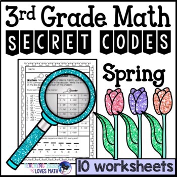 Preview of Spring Math Worksheets Secret Codes 3rd Grade