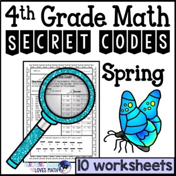 Preview of Spring Math Worksheets Secret Codes 4th Grade