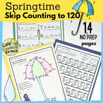 Preview of Skip Counting by 2, 5, 10 up to 120 + Spring Math Worksheets
