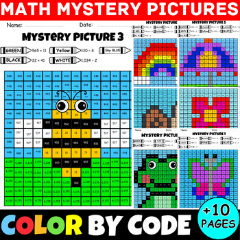 Preview of Spring Color by Number Multiplication & Division April Mystery Math Activities 