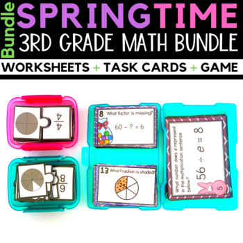 Preview of Spring Math Worksheets and Centers Bundle