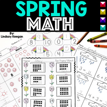 Preview of Spring Math Worksheets for Addition, Subtraction and Numbers to 20