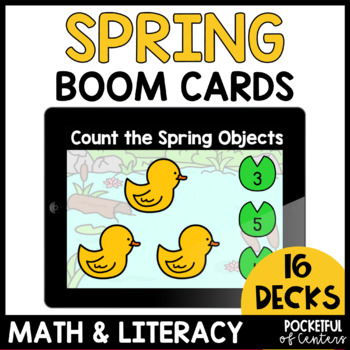 Preview of Spring Math and Literacy Bundle Boom Cards™ - April Boom Cards™