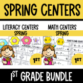 Spring Math and Literacy Centers Bundle - 1st Grade