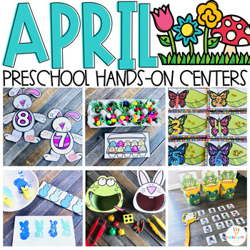 Preview of Spring Math and Literacy Centers Preschool April Morning Bins