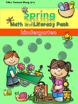 Preview of Spring Math and Literacy No Prep Printables Kindergarten | Distance Learning