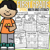 Spring Math and Literacy Packet NO PREP (1st Grade)