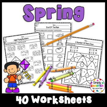 Spring Themed Kindergarten Math and Literacy Worksheets and Activities