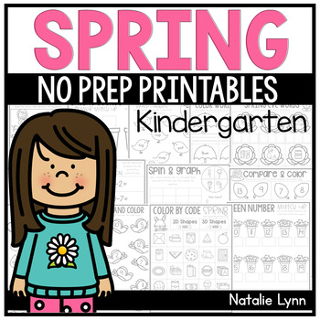 Preview of Spring Math and Literacy Worksheets Kindergarten No Prep Printables Spring