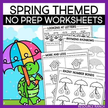 Preview of Spring Math and Literacy Worksheets | Spring Break Packet