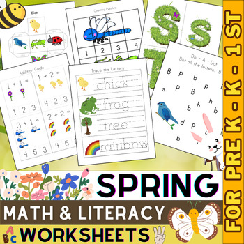 Preview of Spring Math and Literacy Worksheets and Activities | Spring Activities