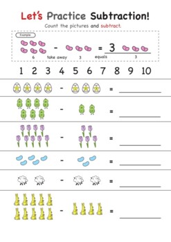 Preview of Spring! Math lesson plan® subtraction equations For Kindergarten
