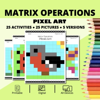 Preview of Spring: Matrix Operations Pixel Art Activity