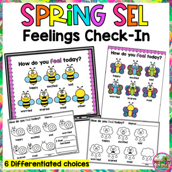 Preview of Spring May Character SEL Feelings Daily Check-in Activity (differentiated)