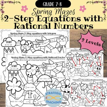 Preview of Spring Maze: 2-Step Equations with Rational Numbers