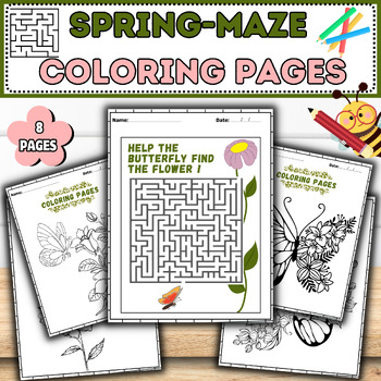 Preview of Spring Maze and Coloring Pages
