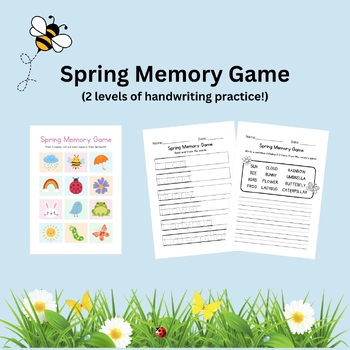 Preview of Spring Memory Game w/ Handwriting Practice