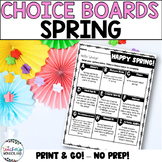 Spring Menus - Choice Boards and Activities- 3rd Grade - 5