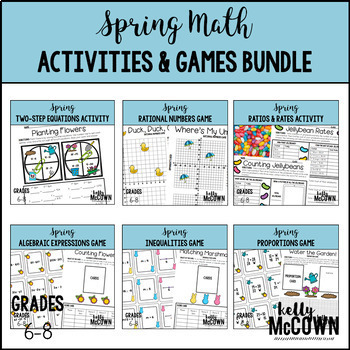 Preview of Spring Middle School Math Activities and Games BUNDLE