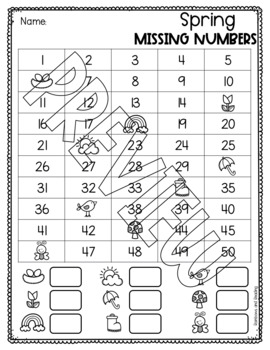 Spring Missing Number Worksheets by Rainbows and Reading | TpT