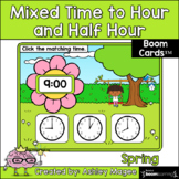 Spring Mixed Time to the Hour/Half Hour Boom Cards - Digit