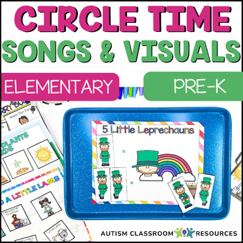 Preview of Spring Morning Meeting Songs & Rhymes with March Preschool Circle Time Visuals