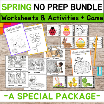 Preview of Spring Morning Work Bundle: Exploring Word Families, Puzzles, Math, Worksheets