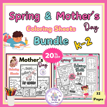 Preview of Spring & Mother's Day Coloring Sheets / Pages | Printable Activities for K-2