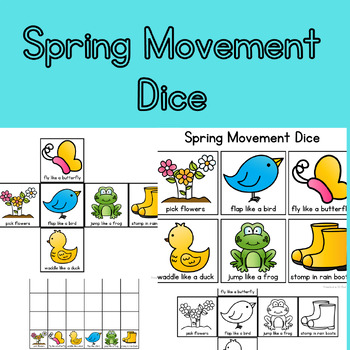 Preview of Spring Movement Dice! For Preschool, Prek, P.T., Special Education and Kinder.