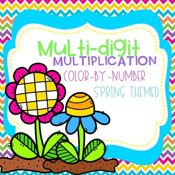Preview of Spring Multi-Digit Multiplication Color-By-Number