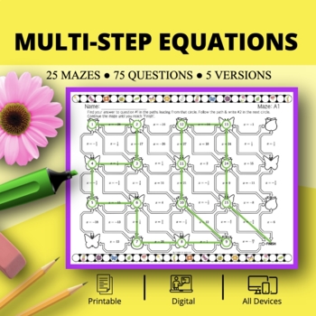 Preview of Spring: Multi-Step Equations Maze Activity