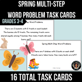Spring Multi-Step Math Word Problem Task Cards| 4 Operations| 3rd & 4th Grade