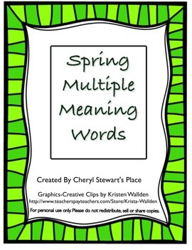 Preview of Spring Multiple Meaning Word Cards
