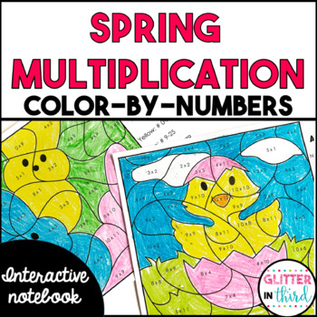 Preview of Spring Multiplication Color By Number Coloring Pages FREE