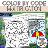 Spring Multiplication Facts Color by Number Math Fluency Worksheets | 3rd grade