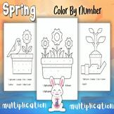 Spring Multiplication Color by Number - Spring Coloring Pages