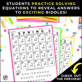 spring multiplication facts riddles single digit multiplication worksheets