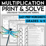 Multiplication Practice Print & Solve Grades 4-5