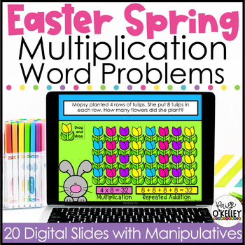 Preview of Multiplication Word Problems 2nd Grade | Equal Groups Spring Digital Math Center